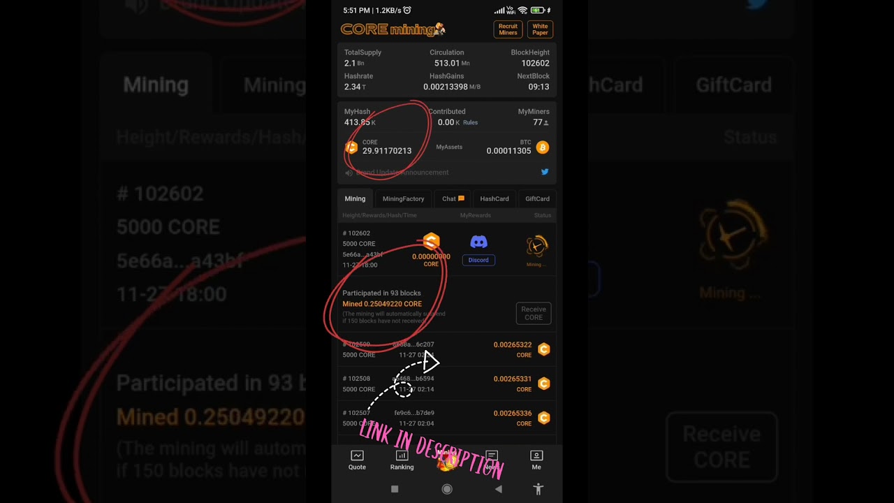CORE minin Satoshi. free Bitcoin mining. link pinned in comments to download/ register 