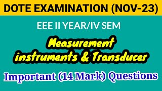 Measurement Instruments & Transducer important 14 mark Questions Nov 2023
