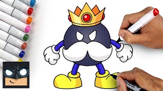 how to draw king bob omb super mario