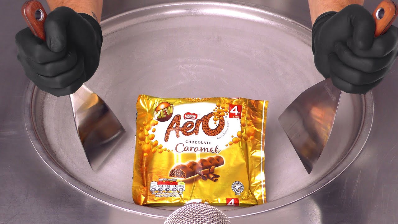 Aero Chocolate Caramel Bars - Bubbly Chocolate Ice Cream Rolls | ASMR
