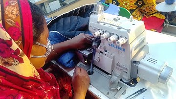 Servicing at collar join & bottom psn by 4 thread overlock machine padded vest excellent method