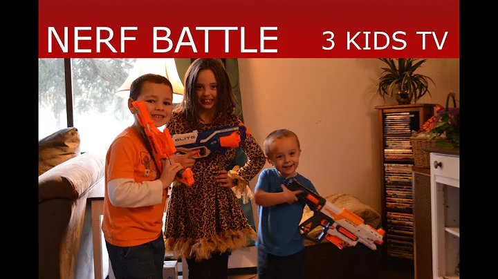 Nerf Gun Battle! Kayleigh Vs Carson & Baby! Part 1 - 3 KIDS TV