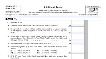 IRS Schedule 2 walkthrough (Additional Taxes) - 2024