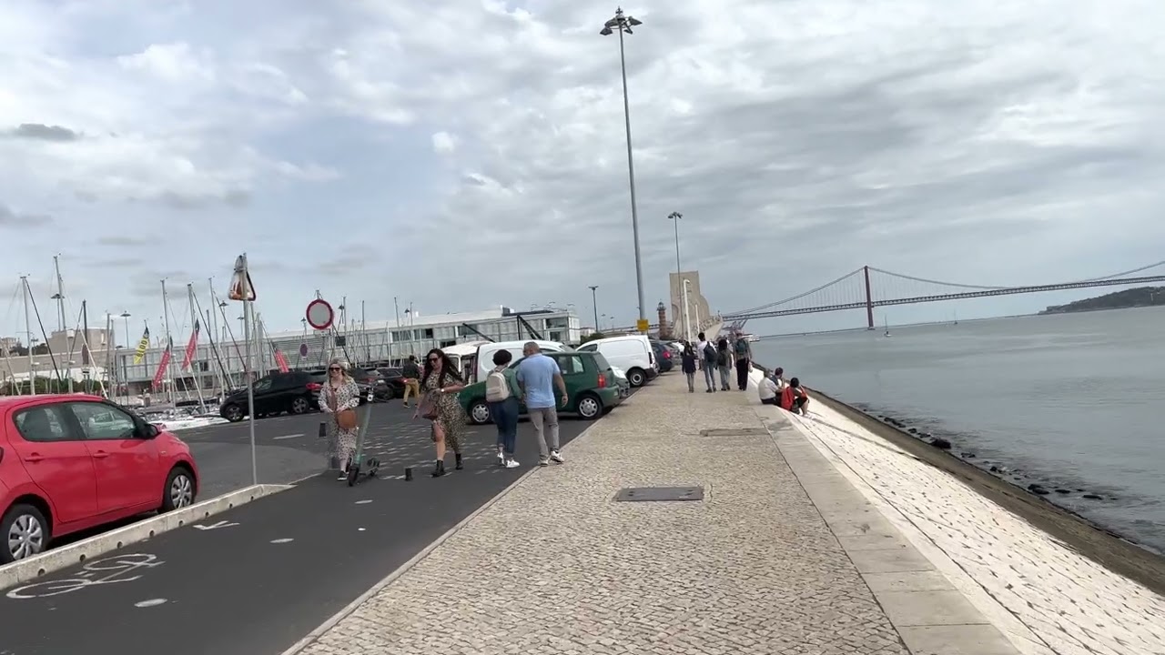 Walk along the promenade on a sunny day / Lisbon, Portugal