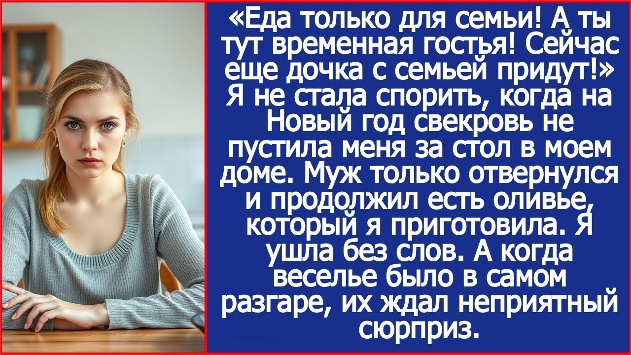 Еда только для семьи! Сейчас еще дочка с семьей придут! Свекровь не пустила меня за стол в моем доме