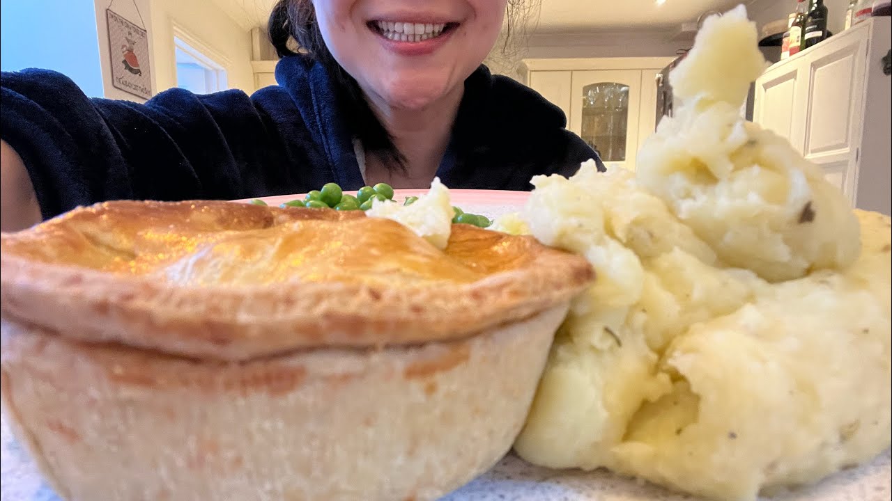 ASMR MUKBANG PIE AND MASH WITH A TON OF GRAVY | I ATE TWO DINNERS