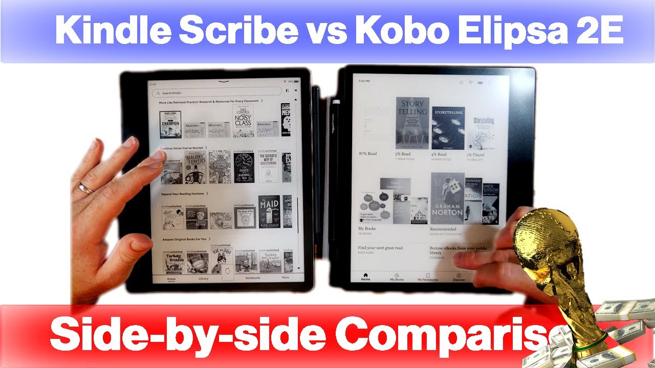 Kindle Scribe vs Kobo Elipsa 2E Side by Side Comparison E Ink Tablet WC SF2  