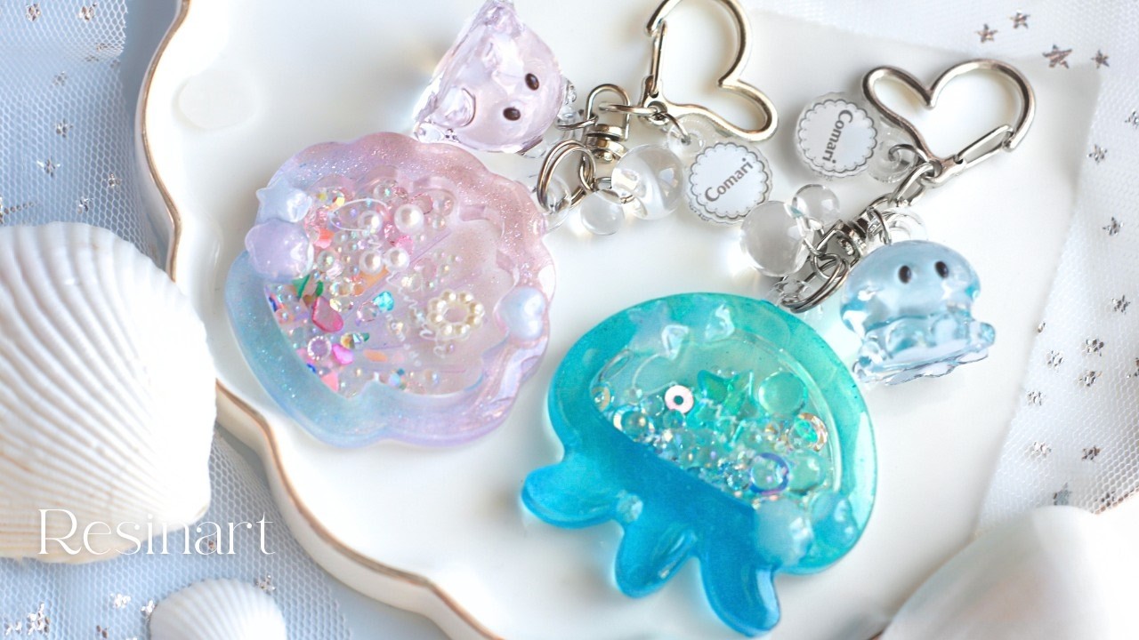 Resin art Stream 449【Shell and Jellyfish Shaker】 - YouTube