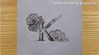 easy way to k letter drawing...k letter drawing step by step......