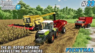 Cleaning Silo Trench, Harvesting Sunflowers with New Combine Fichthal V2 Farm FS 22 ep #23