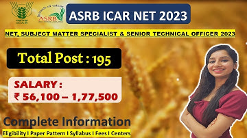 ICAR NET 2023 EXAM I SMS & STO Complete Information || Notification Out