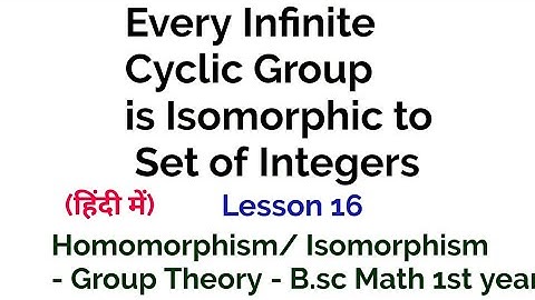Every Infinite Cyclic Group is isomorphic to Set Of Integers- Group  Theory - In Hindi