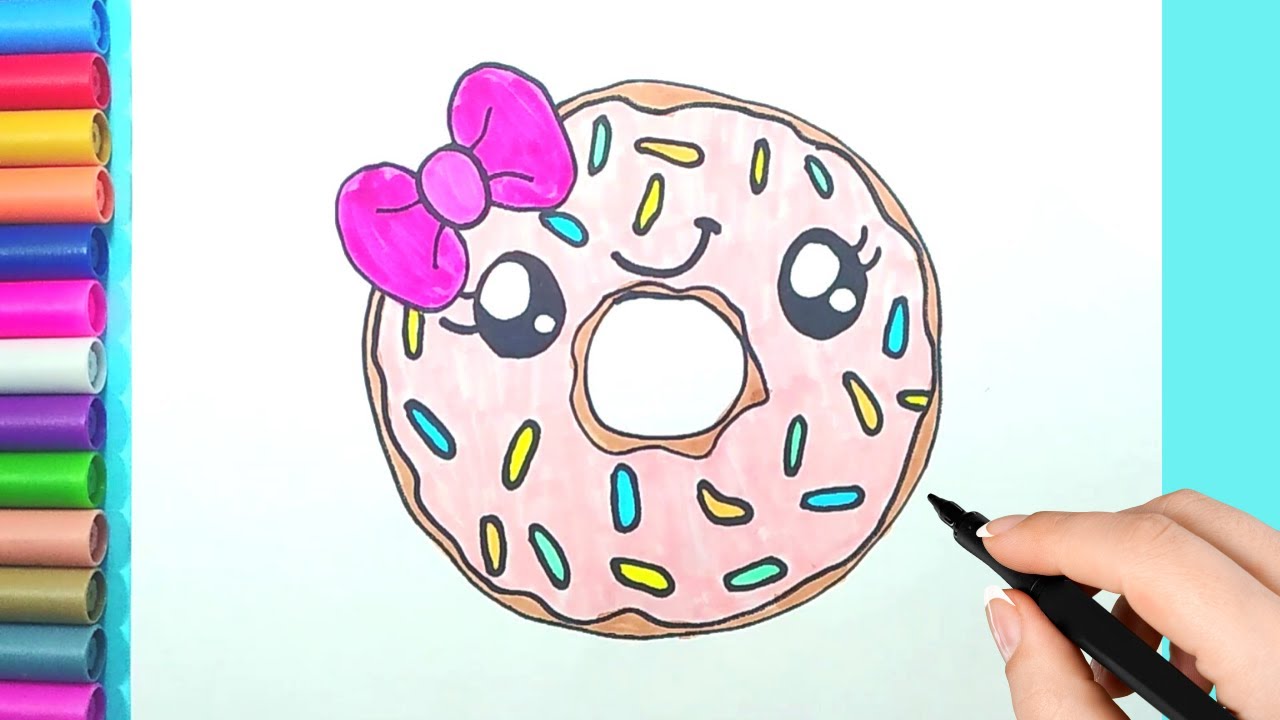 Desenhos Kawaii de Comidas para Colorir Donuts e Sorvete