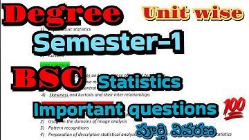 Degree Semester-1 B.SC STATISTICS / Unit wise important questions 💯/O.U/ stats Complete explanation
