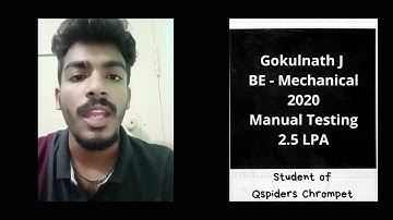 Successfully placed as a Quality Analyst  | Student Review & Experience at QSpiders Chrompet