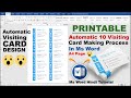 Printable Automatic Visiting Card Making Process in Microsoft Word Hindi Tutorial | Business Card |