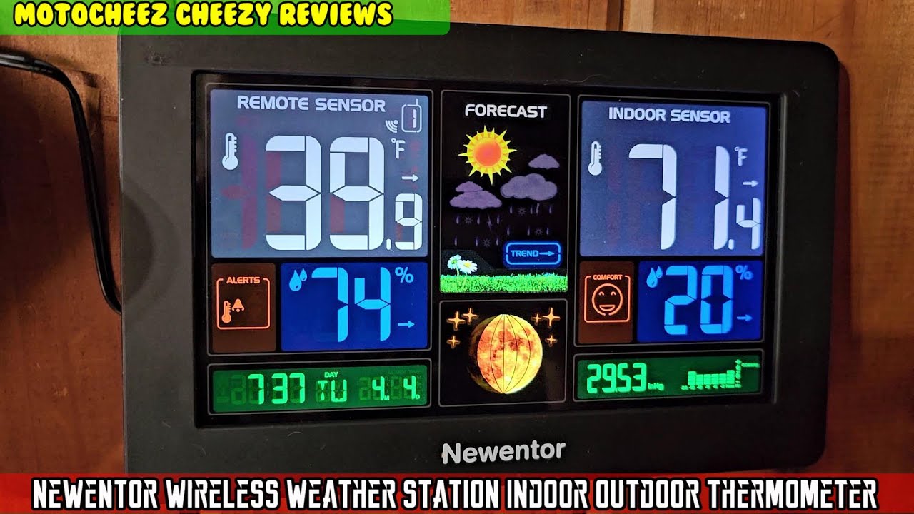 Newentor Weather Station Wireless Indoor Outdoor Thermometer, 7.5in La