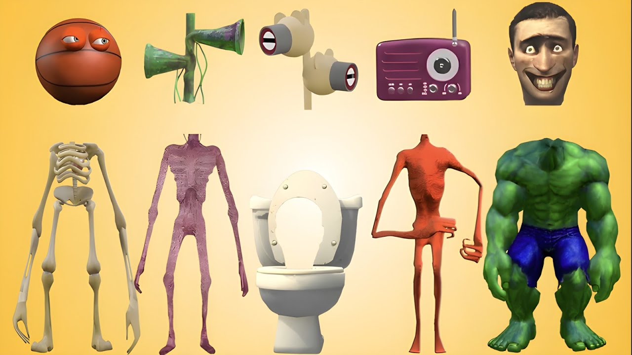 WRONG HEADS BLUE HOUSE HEAD, TRIPLE BLUE SIREN HEAD, SIREN HEAD DARK, SIREN HEAD TOILET, SIREN CUBE