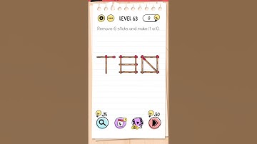 Level 63 remove 6 sticks to make it 10 of brain out #brainout #games #gaming