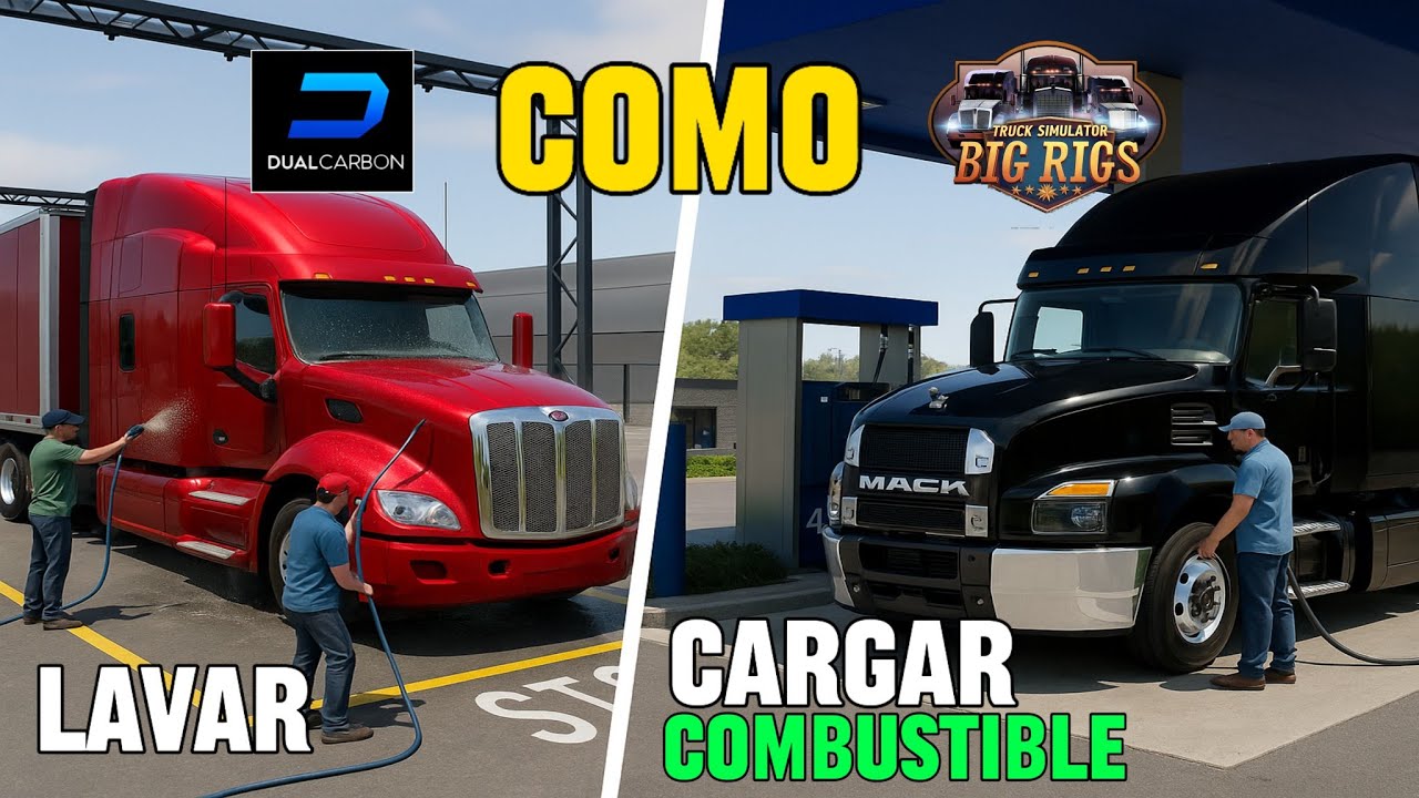 CÓMO LAVAR TU CAMIÓN Y CARGAR GASOLINA SIN FALLAR EN TRUCK SIMULATOR BIG RIGS 🔧💧⛽