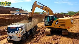 โหมด POWER ทั้งเร็ว ทั้งแรง 🐉🐉🐉 รถแบคโฮ CAT 320 NEXT GENERATION & รถพ่วง HINO จอมพลัง FM 2P 380 PS