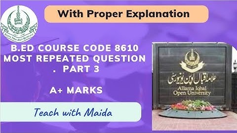 B.ed #8610 part 3 #socialdevelopment #intelectual_development #aiou #pastpaper @Teach_with_maida