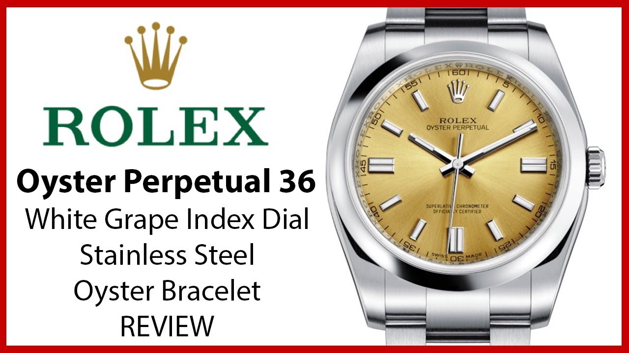 ▶Rolex Oyster Perpetual 36 Stainless Steel White Grape Dial Bezel Oyster Bracelet - REVIEW 116000