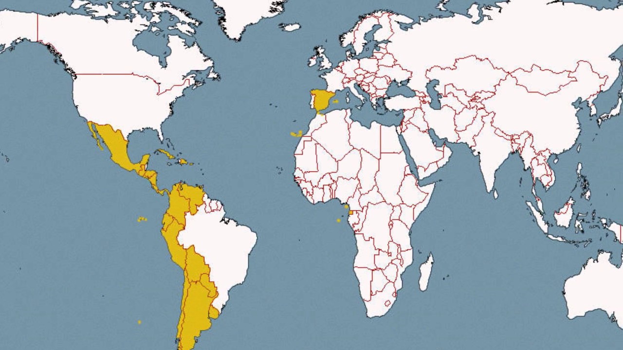 В каких странах испанский государственный. Карта испанского языка в мире. В каких странах говорят на испанском языке.