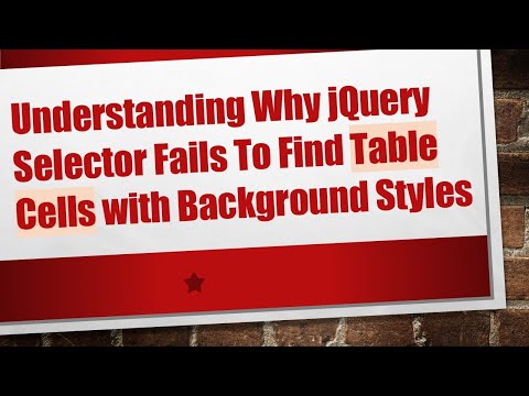 Understanding Why jQuery Selector Fails To Find Table Cells with Background Styles