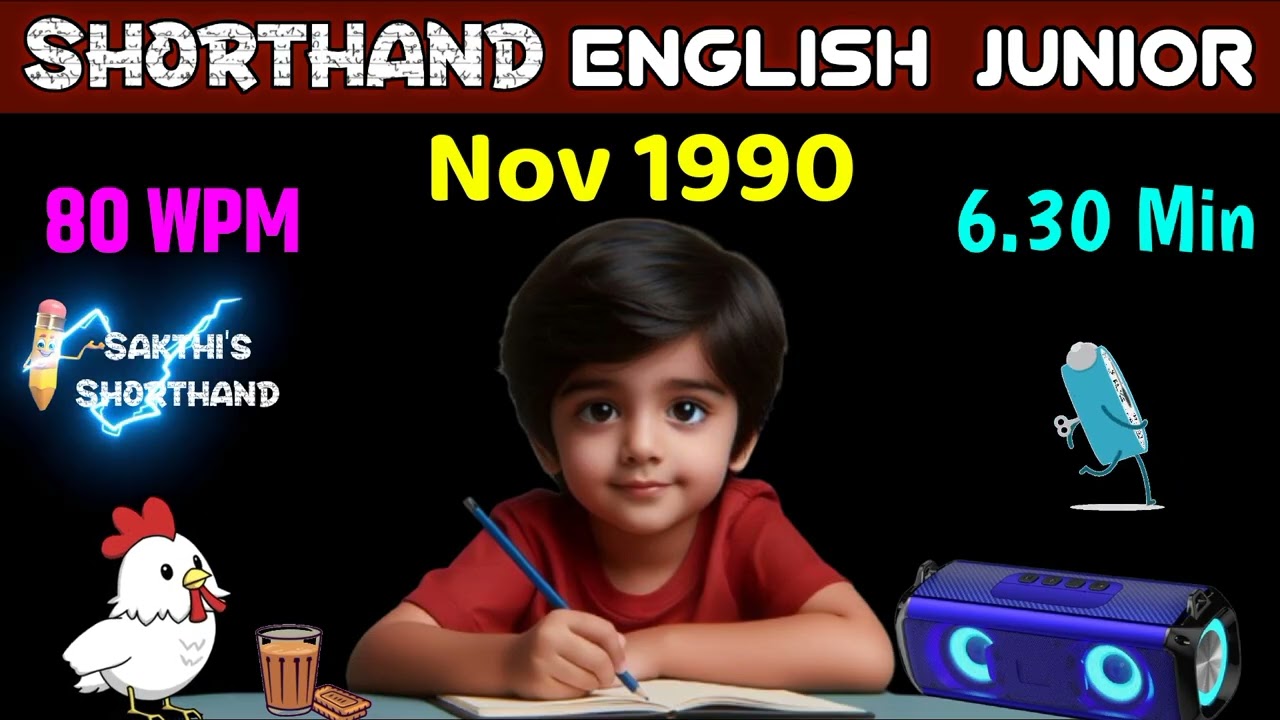 Shorthand English Junior Nov 1990 ✍️ 80 WPM 🏇 6.30 Min