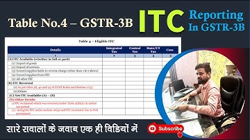 Table No. 4 of GSTR 3B | ITC Reporting in GSTR-3B | GSTR-3B Filing in 2024 | ITC in GST