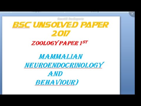 Bsc final year zoology unsolved paper || mammalian endocrinology and behaviour