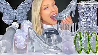 ASMR CLEAR FOOD, EDIBLE POP IT, ALOE VERA, LYCHEE JELLY, THE OFFICE STAPLER IN JELLO MUKBANG 먹방