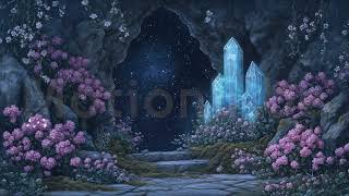 Dark Fantasy 4K Animated Background, Star Crystal Cave, Starlit Sanctuary, Celestial Crystal