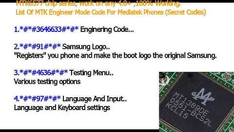 List Of MTK Engineer Mode Code For Mediatek Phones