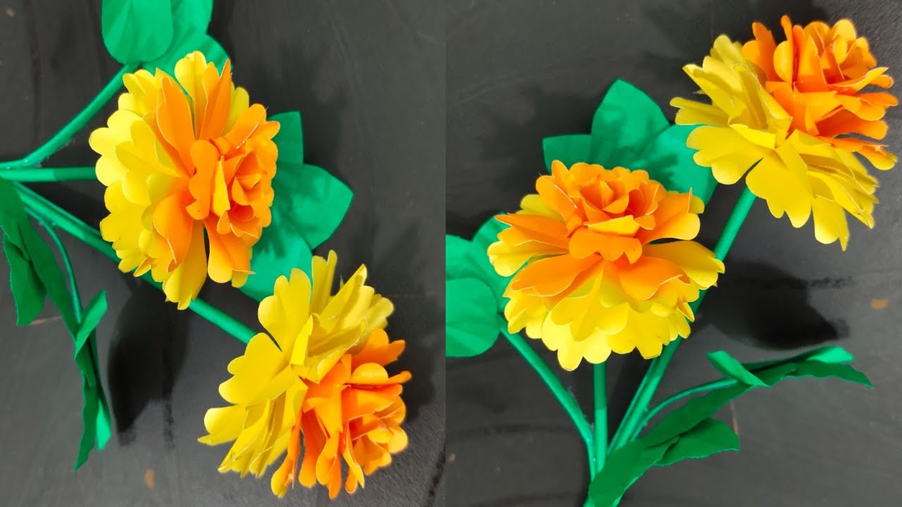 How to Make Paper Marigold Flowers Step by Step | Easy DIY Craft ...