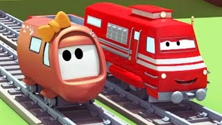 Troy y el accidente del pequeño Tren en la Cuidad de Trenes | Dibujos animados para niñas y niños