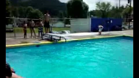 Levi bowling doing a gainer. Randy doing a 1 1/2