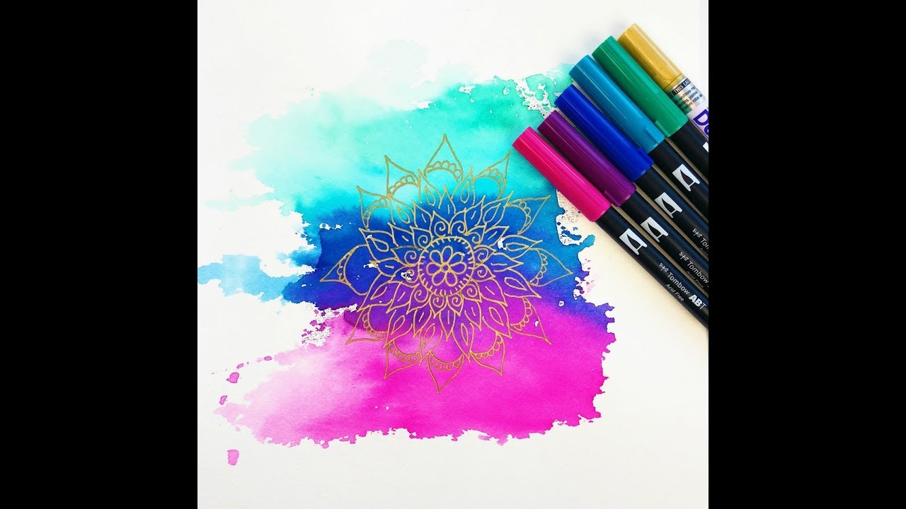 How to Make a Watercolor Mandala Background Using Tombow Brush Pens