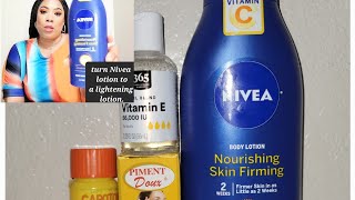 MIX NIVEA LOTION AND GET TWO SHADES LIGHTER WITHOUT NO SIDE EFFECT.