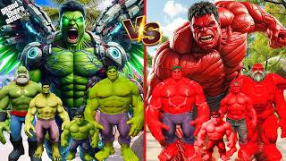 Franklin Growing Biggest Green Hulk Vs Red Hulk Family In GTA 5