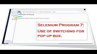 Selenium Program 7: Use of Switching in Popup Box.