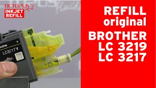 Refill Brother LC-3219 LC-3217 original inkjet cartridges and chip reset