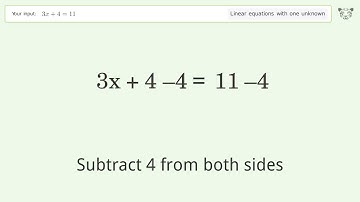 Solve 3x+4=11: Linear Equation Video Solution | Tiger Algebra