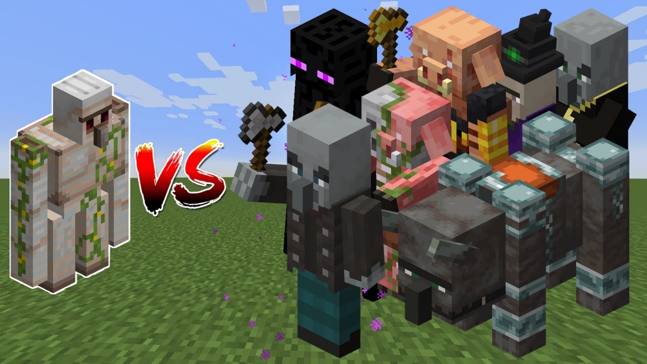 iron golem vs all mobs in Minecraft YouTube