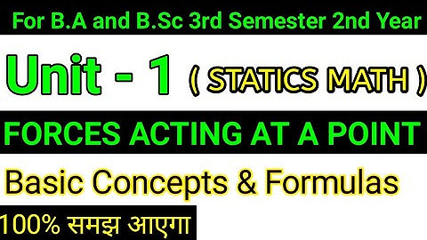 Forces Acting At a Point | Unit-1  For B.Sc Second Year Statics Math || Basic Concept ||3rd Semester