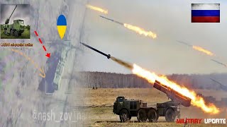 Seconds of Massive Fire by the Russian Uragan MLRS on the Target