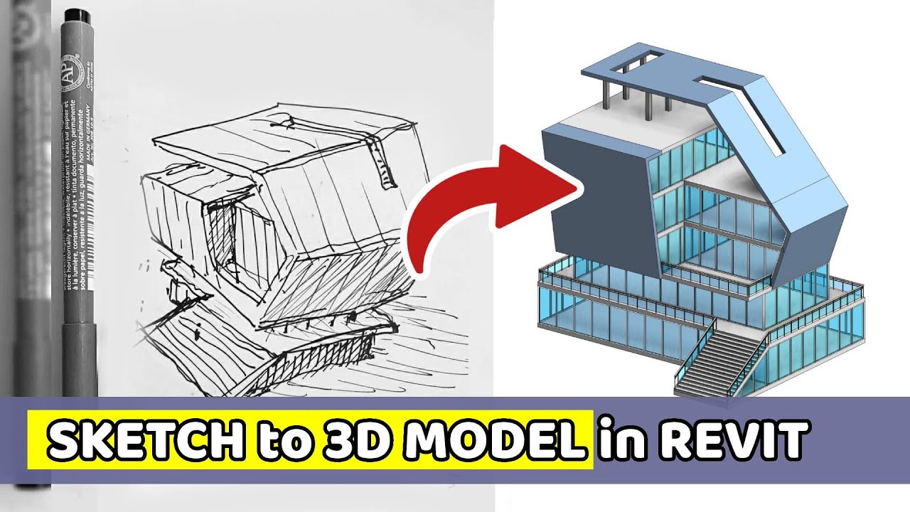 Sketch to 3D Model in Revit Tutorial 9 YouTube