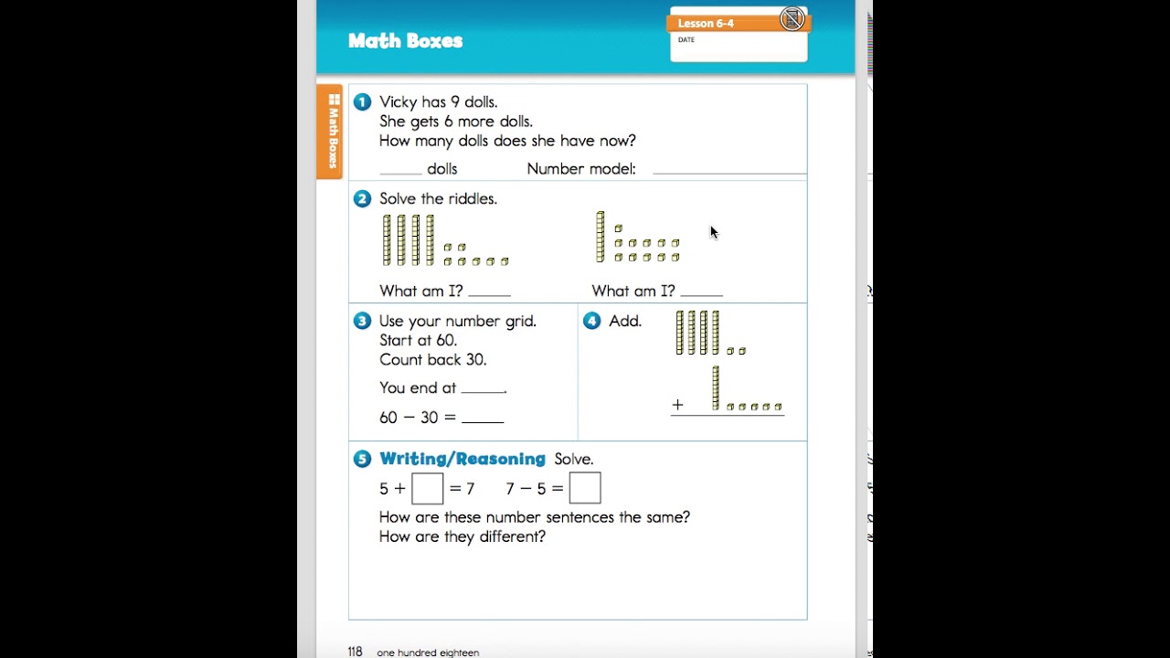 Lesson 6-4 Math Boxes - YouTube