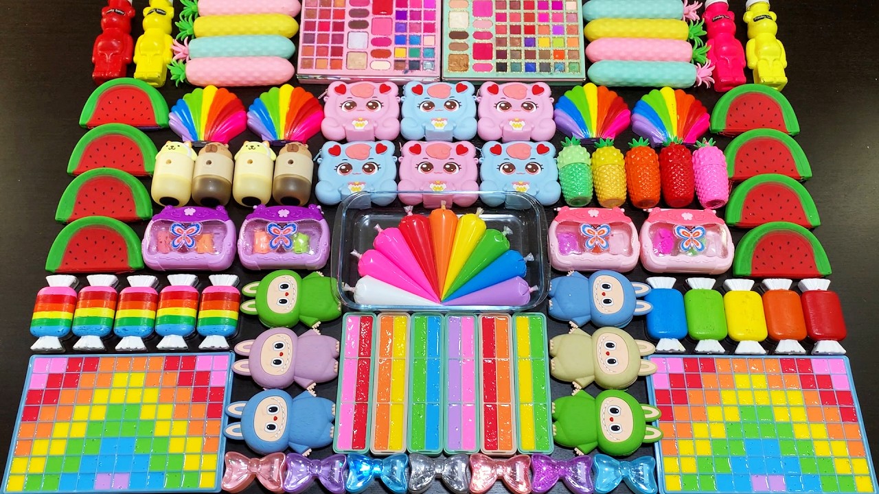 RELAXING WITH CLAY PIPING BAGS VS GLITTER VS MAKEUP ! Mixing Random Things Into Slime 